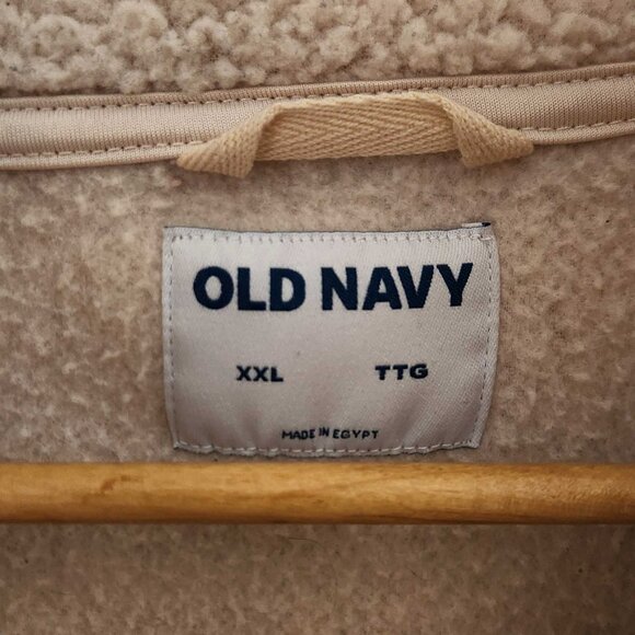 Old Navy - Cozy Sherpa Quarter Zip Sweatshirt - Size XXL Men's - Beige - Picture 3 of 3
